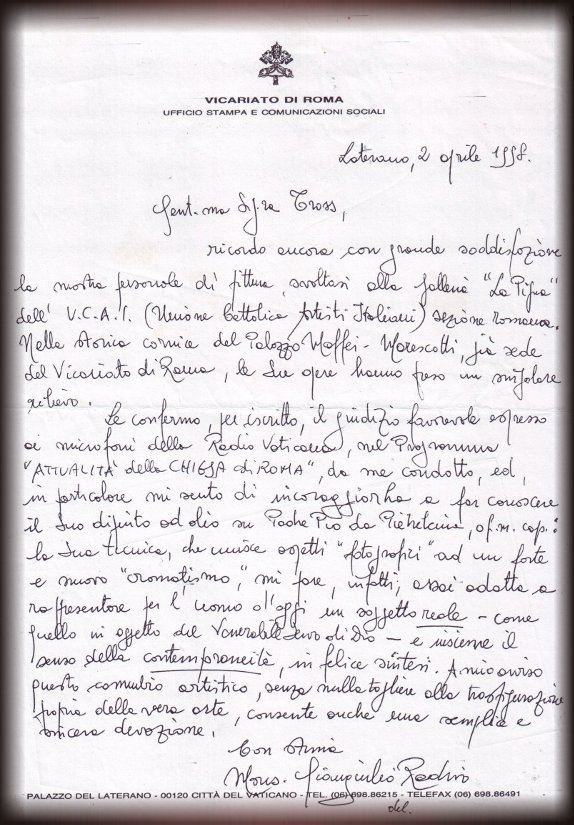 Padre Pio - Lettera Vicariato