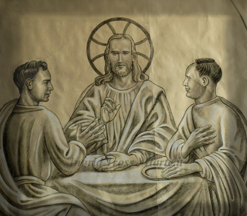 Mosaico Cena in Emmaus - Particolare del Cartone