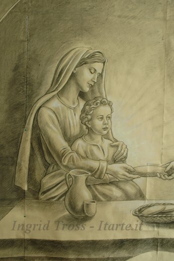 Mosaico Sacra Famiglia - Particolare del Cartone 1